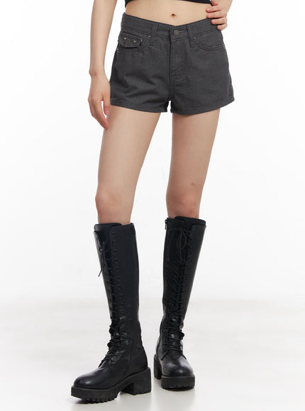 fade-free-denim-studded-shorts-cy512 / Dark gray