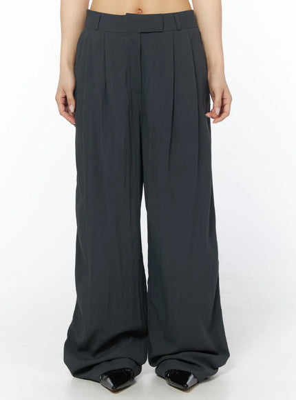 pin-tuck-summer-wide-slacks-cd805 / Dark gray
