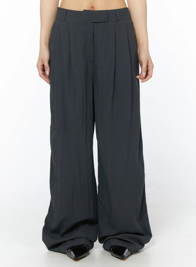pin-tuck-summer-wide-slacks-cd805 / Dark gray