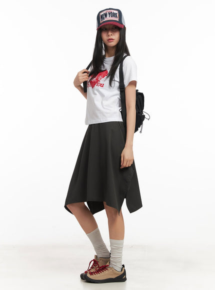 Asymmetric Flared Midi Skirt CM504