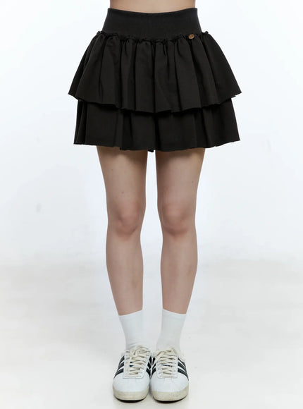 tiered-ruffle-skort-cg513 / Dark gray