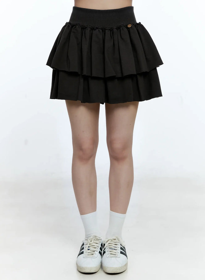 tiered-ruffle-skort-cg513 / Dark gray