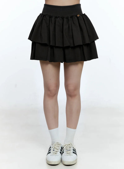 tiered-ruffle-skort-cg513 / Dark gray