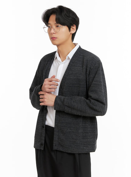 mens-simple-button-up-cardigan-ia402 / Dark gray