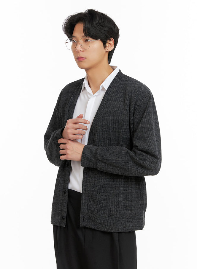 mens-simple-button-up-cardigan-ia402 / Dark gray