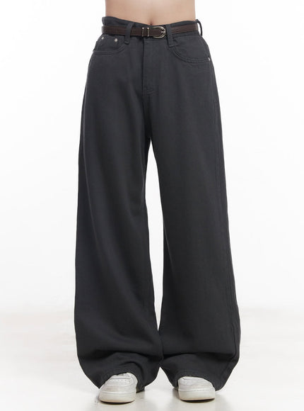 essential-cotton-wide-leg-pants-cy526 / Dark gray