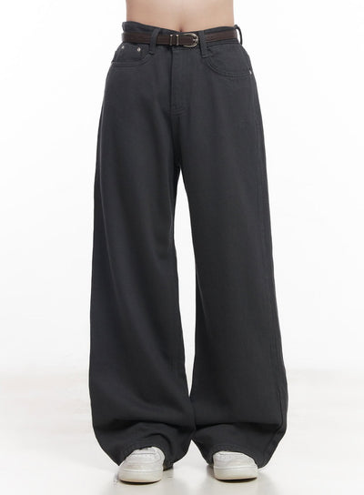 essential-cotton-wide-leg-pants-cy526 / Dark gray
