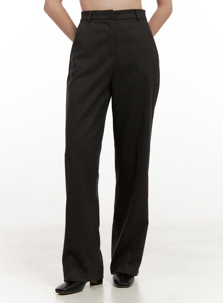 warm-straight-fit-slacks-on422 / Dark gray