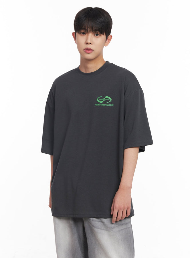mens-back-graphic-t-shirt-iy520 / Dark gray