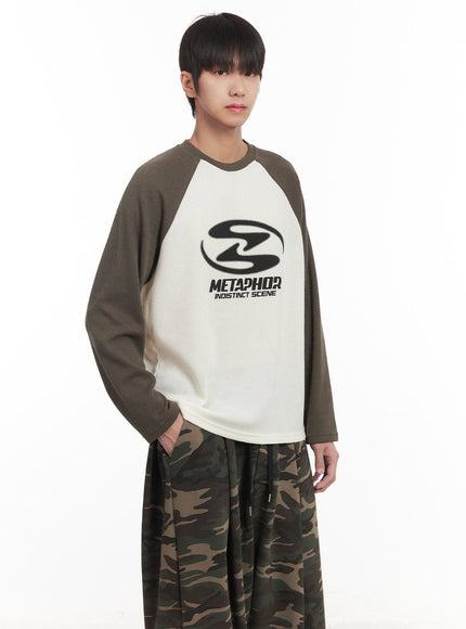 mens-graphic-long-sleeve-top-im518 / Dark green