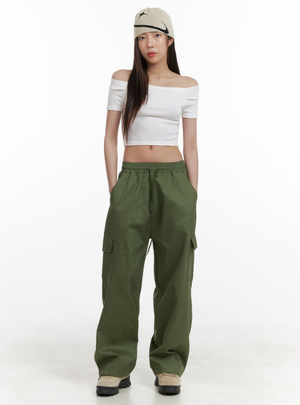 comfy-cargo-pants-dark-green-oa429 / Dark green
