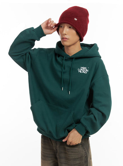 mens-cotton-hooded-sweatshirt-dark-green-io402 / Dark green