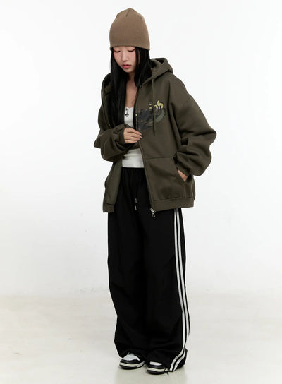 oversized-lettering-hoodie-cn505 / Dark green