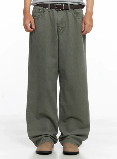 mens-lost-baggy-jeans-ig529-dark-green / Dark green