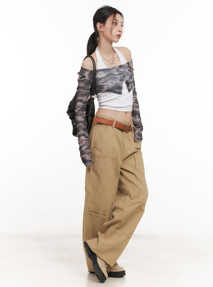 camo-print-super-crop-cardigan-cm517 / Dark pink