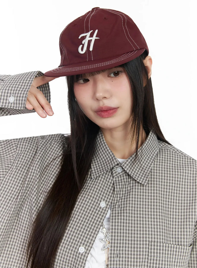 lettering-stitched-baseball-cap-im530 / Dark red