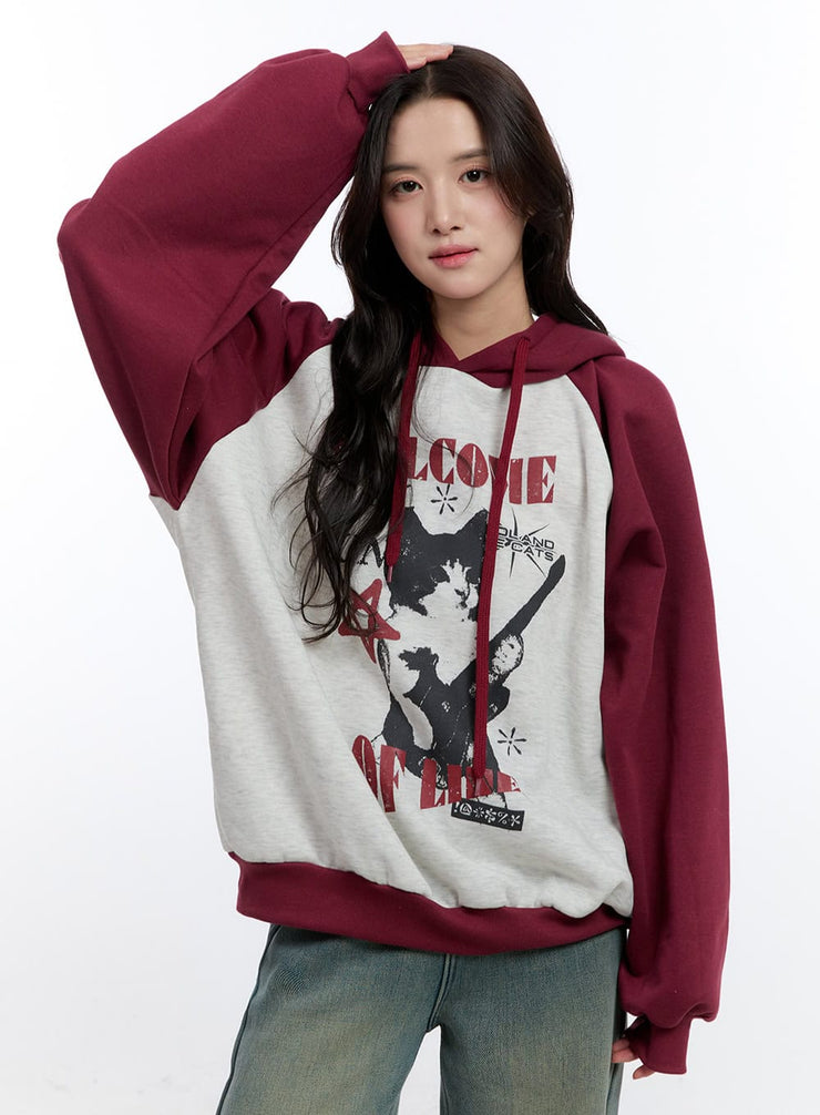 graphic-hooded-sweatshirt-on418 / Dark red