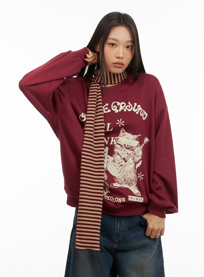 graphic-cotton-sweatshirt-is427 / Dark red