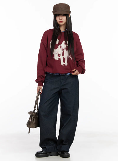 oversized-graphic-sweatshirt-cm513 / Dark red
