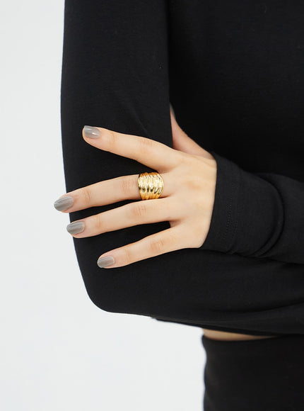 lined-bold-ring-in317 / Dark yellow