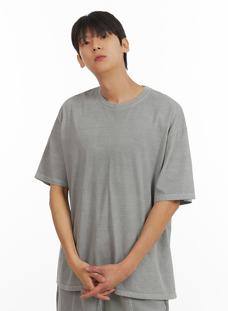 mens-basic-round-neck-t-shirt-iu419 / Gray