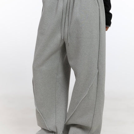 wide-fit-solid-sweatpants-cn421 / Gray