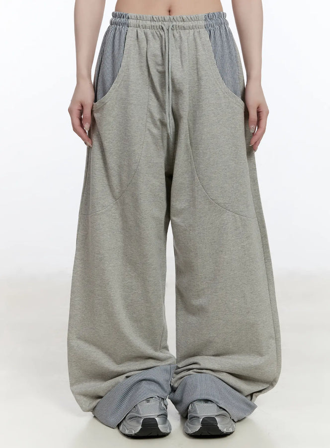 two-toned-wide-leg-sweatpants-ca502 / Gray