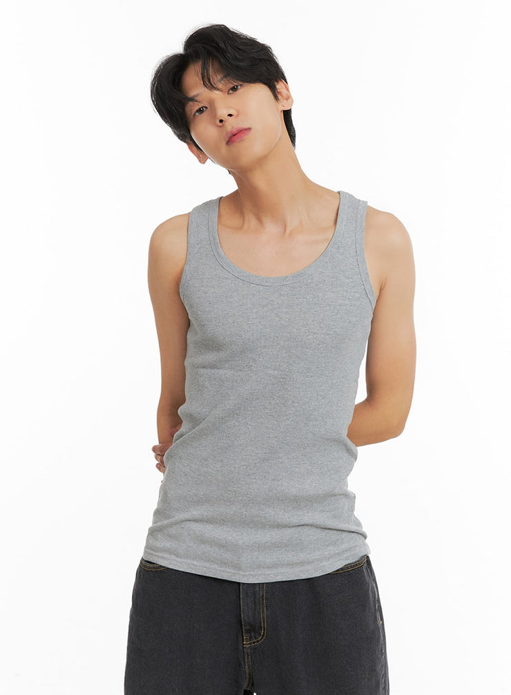 mens-basic-slim-fit-tank-top-ia401 / Gray