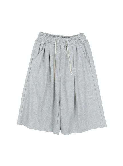 mens-pleated-sweat-shorts-ig512 / Gray