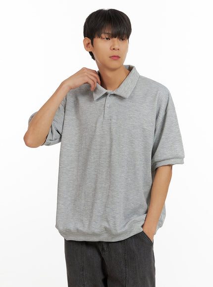 mens-cotton-polo-top-gray-iu418 / Gray