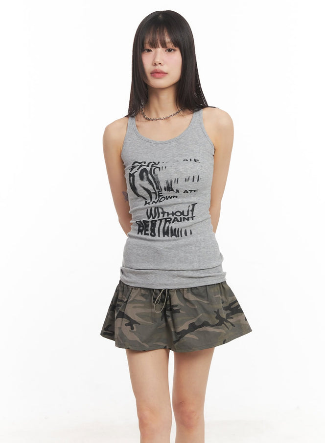 warped-graphic-tank-top-ca522 / Gray