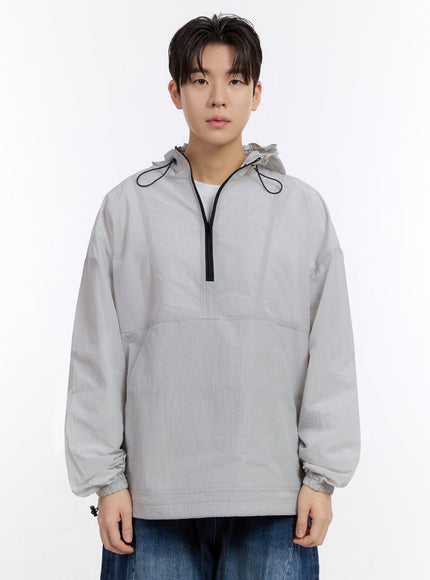 mens-half-zip-windbreaker-hoodie-if528 / Gray