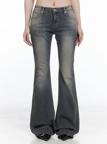 sumin-low-rise-flare-hip-pad-jeans-cg529 / Gray