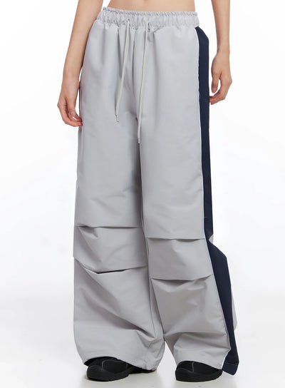 two-tone-parachute-pants-co516 / Gray