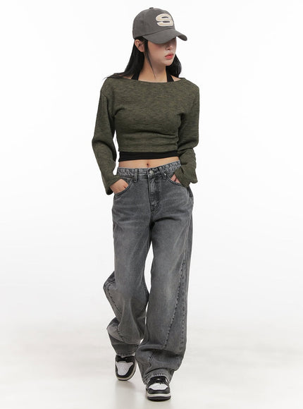 jenny-seam-line-wide-leg-jeans-cj517 / Gray