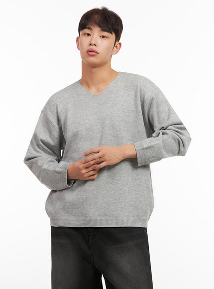 mens-essential-gray-v-neck-sweater-if517 / Gray