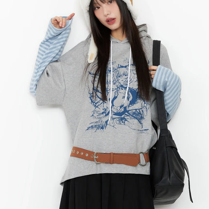 oversized-graphic-hoodie-in507 / Gray