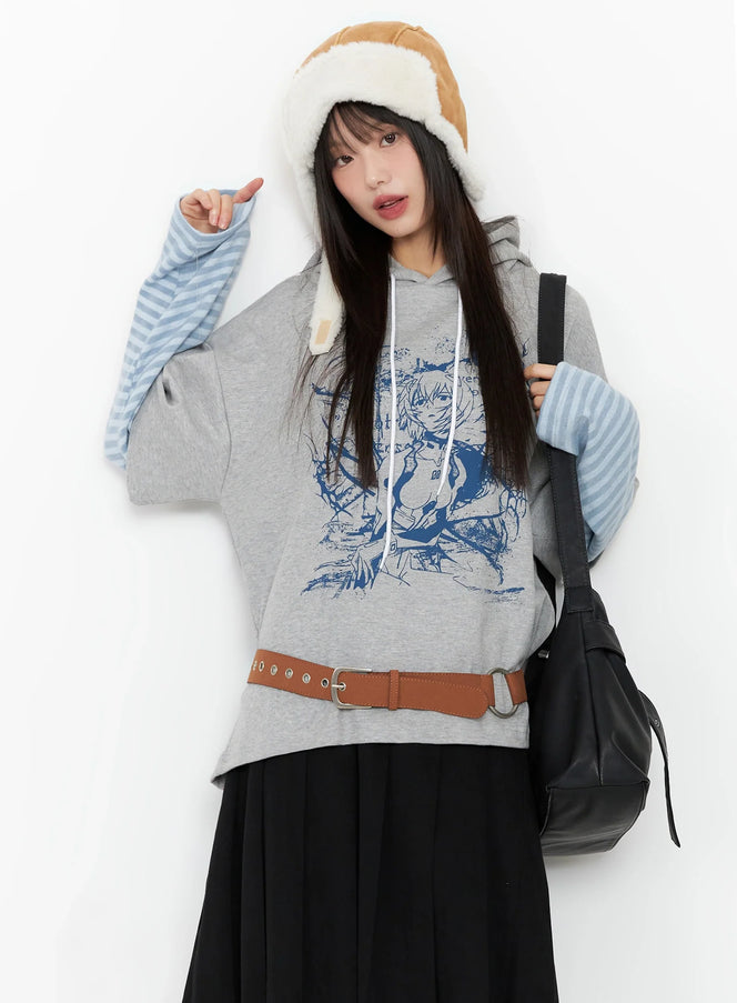 oversized-graphic-hoodie-in507 / Gray
