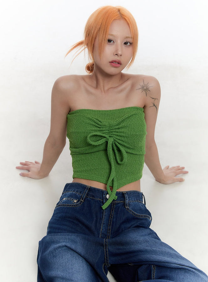ribbon-tube-crop-top-cy530 / Green