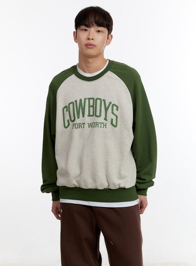 mens-graphic-long-sleeve-raglan-sweatshirt-ia504 / Green