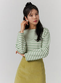 striped-long-sleeve-top-oj423 / Green