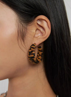 pattern-hoop-earrings-ij509 / Leopard