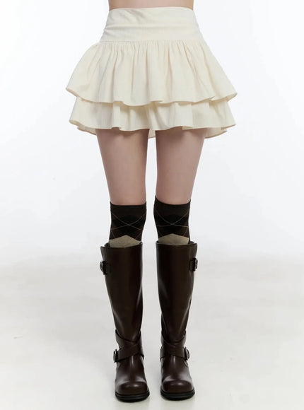 layered-ruffle-skirt-pants-id526 / Light beige