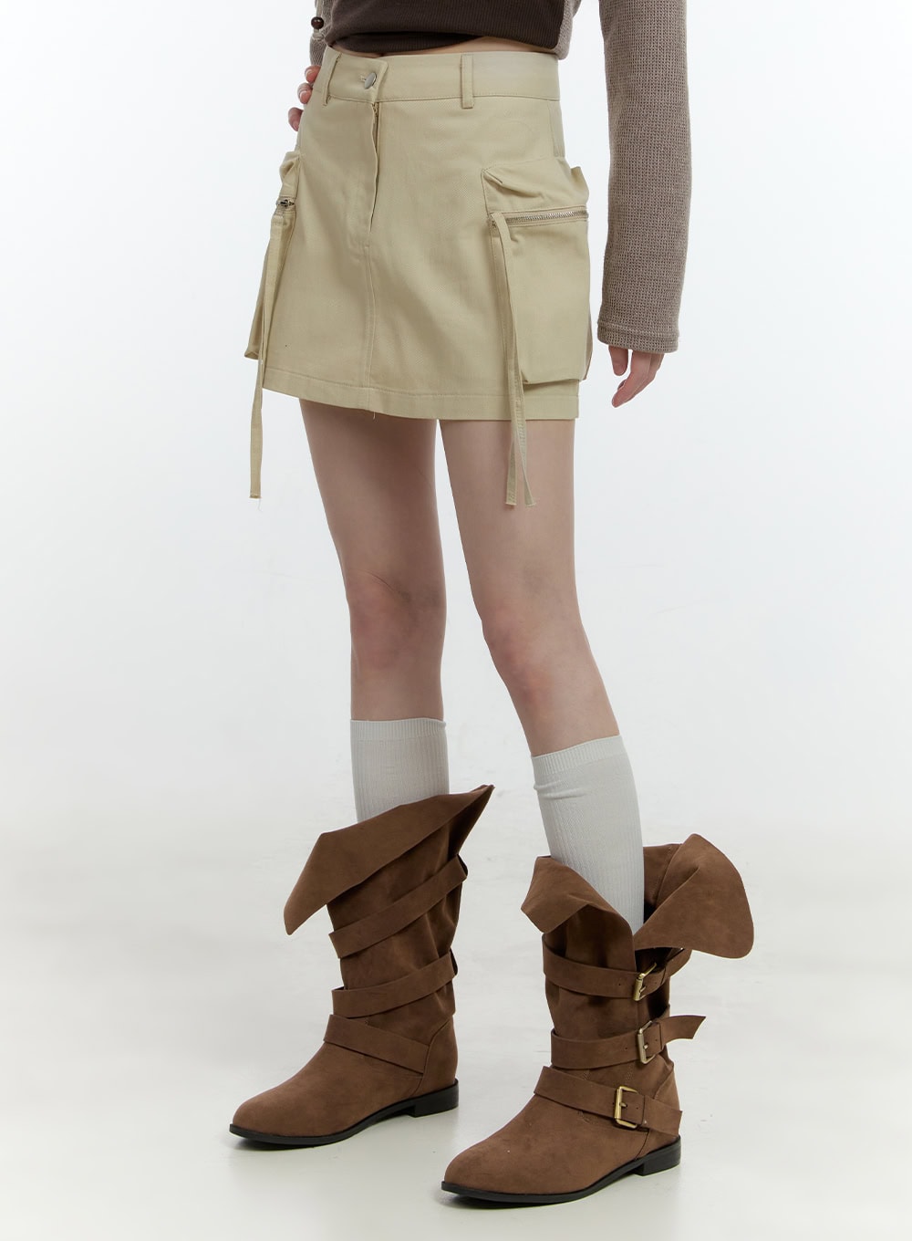 cargo-string-mini-skirt-cf506 / Light beige