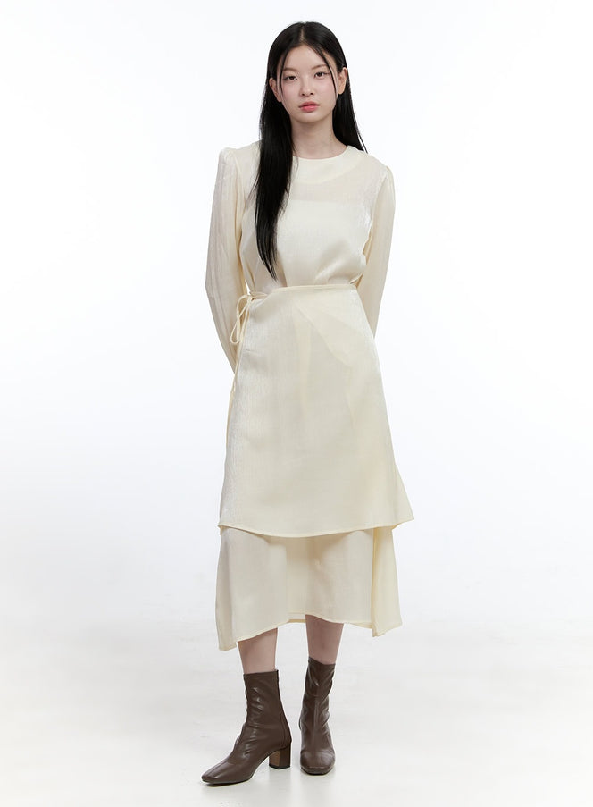 elegant-long-sleeve-maxi-dress-oo429 / Light beige