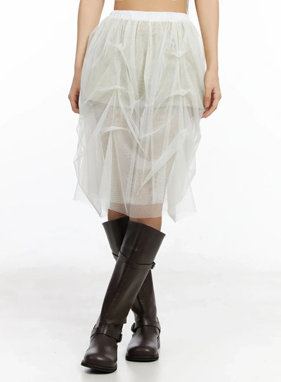 elegant-tulle-overlay-midi-skirt-im530 / Light beige