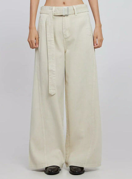 wide-leg-cotton-belted-trousers-io530 / Light beige
