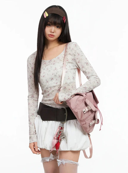 floral-slim-long-sleeve-tee-ia523 / Light beige