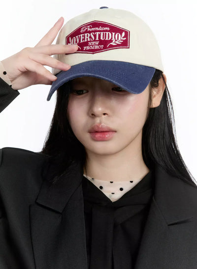 two-tone-lettering-baseball-cap-im519 / Light beige