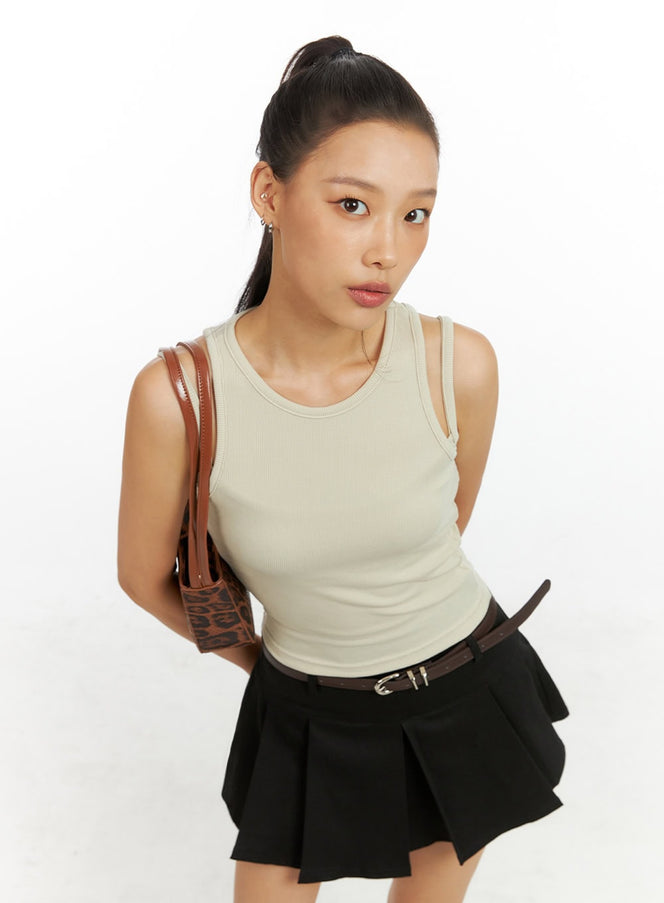 double-strap-tank-top-ig405 / Light beige